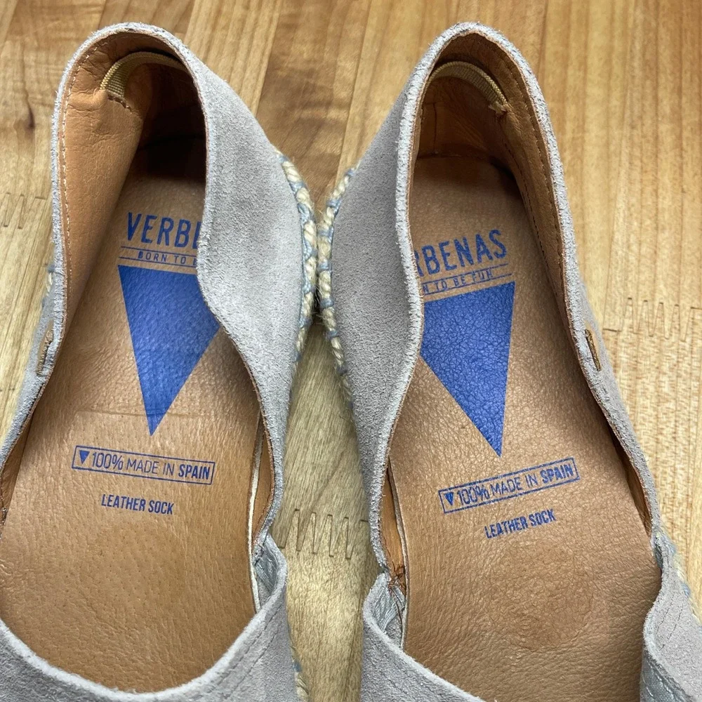 Verbenas Gaudi Grey Suede Espadrille Flats Womens Size 39 Made in Spain